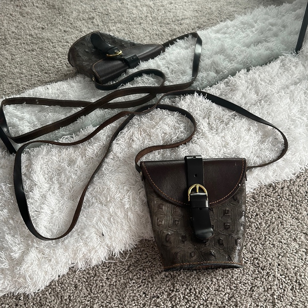 Leather satchel purse tortoise shell print